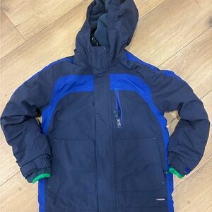 Lands' End Kids Navy and Royal Blue Waterproof Squall Jacket Small